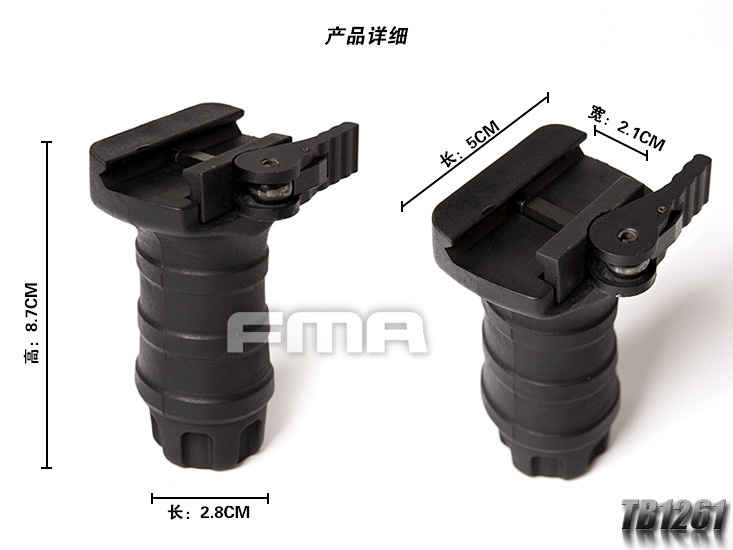 FMA Short Vertical STUBBY Grip with QD RIS Rail Mount - Black OD-A-TB1261-BK asgbox.pl FMA Short Vertical STUBBY Grip with QD RIS Rail Mount - Black - obrazek 4
