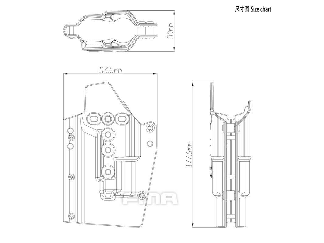 FMA Kydex Holster (G-Series with Flashlight X300), Right Hand - Black OD-A-TB1329-BK asgbox.pl FMA Kydex Holster (G-Series with Flashlight X300), Right Hand - Black - obrazek 3
