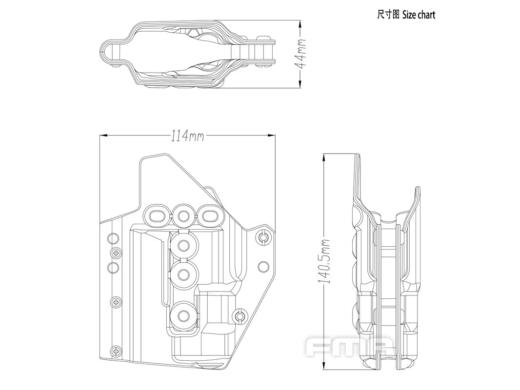 FMA Low Kydex Holster (G-Series with Flashlight ALPC), Right Hand - Black OD-A-TB1327-BK asgbox.pl FMA Low Kydex Holster (G-Series with Flashlight ALPC), Right Hand - Black - obrazek 2
