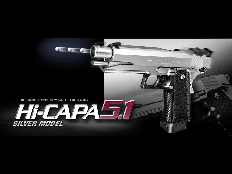 TM AAA Hi-Capa 5.1 Blowback (EBB) Battery Pistol - Silver OD-A-EM00097 asgbox.pl TM AAA Hi-Capa 5.1 Blowback (EBB) Battery Pistol - Silver