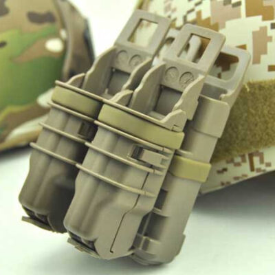FMA MOLLE FastMag Pouches Set for M4 / 5.56 Magazine and 2 Pistol Magazines - Tan