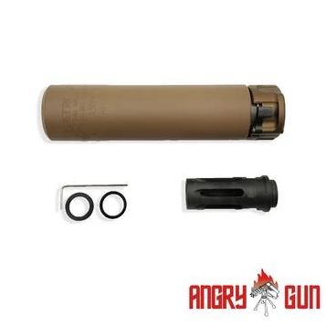 Angry Gun QD SOCOM416 Silencer (Full Markings), 14- mm (CCW) - Tan