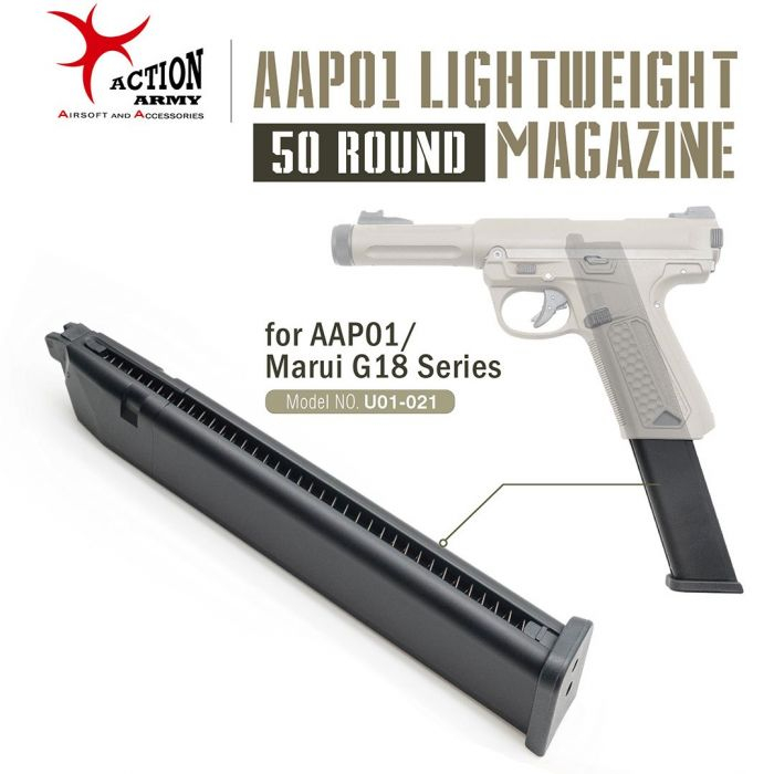 AA Long Gas Magazine for AAP-01 / G-series GBB, 50 BBs - Black OD-A-U01-021 asgbox.pl AA Long Gas Magazine for AAP-01 / G-series GBB, 50 BBs - Black - obrazek 2