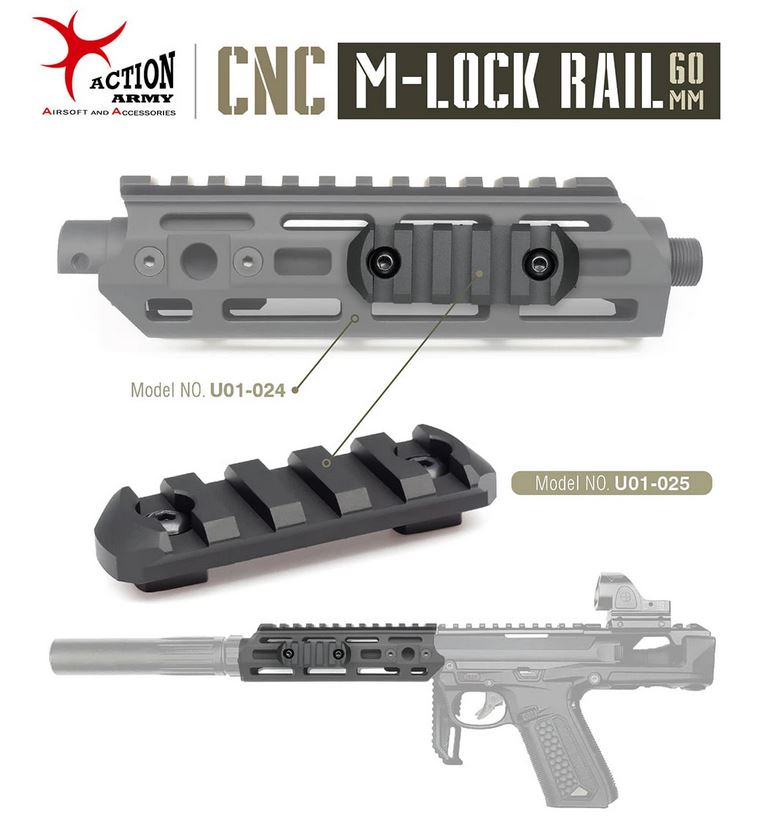 AA Metal RIS Rail for M-LOK, 5 Slots / 60 mm - Black OD-A-U01-025 asgbox.pl AA Metal RIS Rail for M-LOK, 5 Slots / 60 mm - Black - obrazek 3