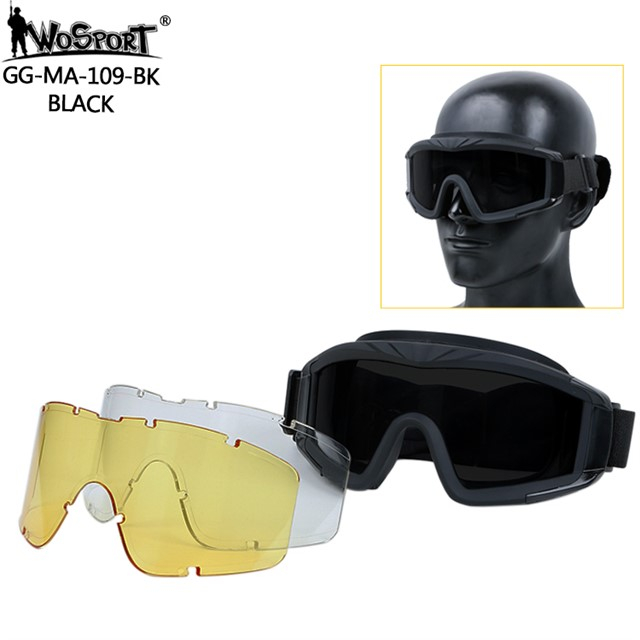 WST Desert Storm Goggles, 3 Lenses set - Black OD-A-WOSP35-BK asgbox.pl WST Desert Storm Goggles, 3 Lenses set - Black