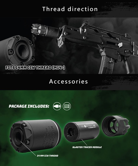 AceTech RAIDER Tracer Suppressor with Muzzle Flame (BLASTER M) - Black OD-A-PAS0106-B-001 asgbox.pl AceTech RAIDER Tracer Suppressor with Muzzle Flame (BLASTER M) - Black - obrazek 4