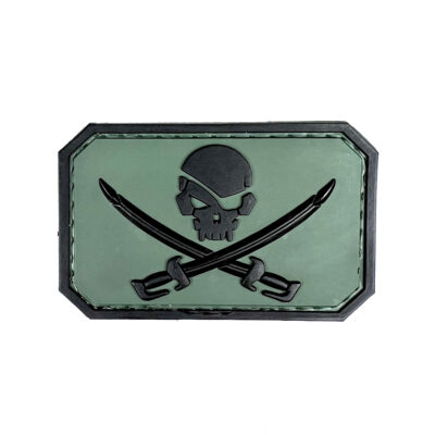3D PVC PIRATE SKULL Patch - Green