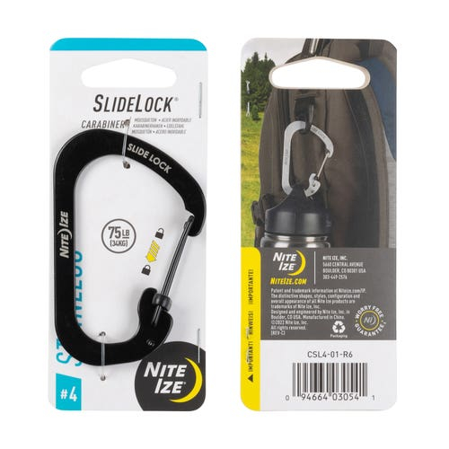 SLIDELOCK(R) CARABINER STAINLESS STEEL, black - size 4 OD-A-CSL4-01-R6 asgbox.pl SLIDELOCK(R) CARABINER STAINLESS STEEL, black - size 4