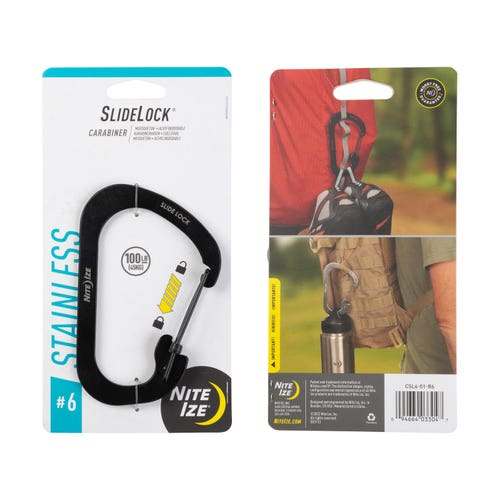 SLIDELOCK(R) CARABINER STAINLESS STEEL, black - size 6 OD-A-CSL6-01-R6 asgbox.pl SLIDELOCK(R) CARABINER STAINLESS STEEL, black - size 6