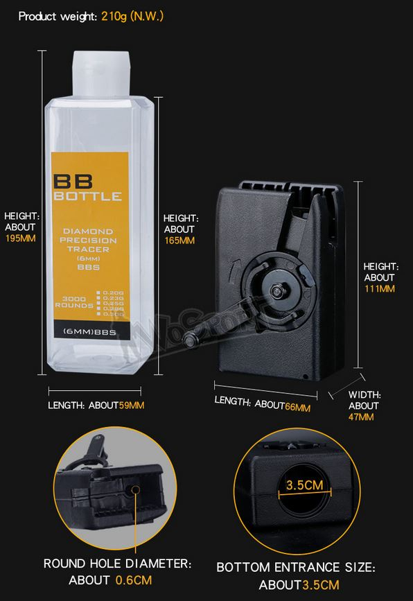 WST Lever Bottle Speedloader, 500 plus 2500 BBs - Black OD-A-WOSP80-BK asgbox.pl WST Lever Bottle Speedloader, 500 plus 2500 BBs - Black - obrazek 4