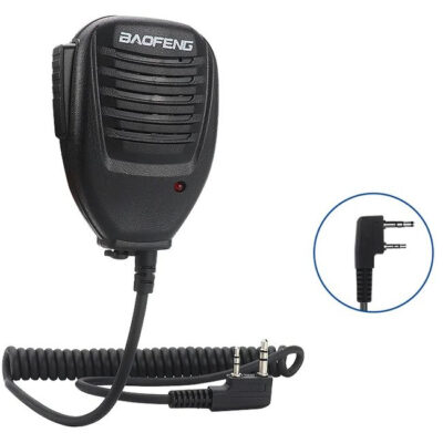 External Speaker with Mic for Baofeng Radios, Kenwood 2-pin - Black