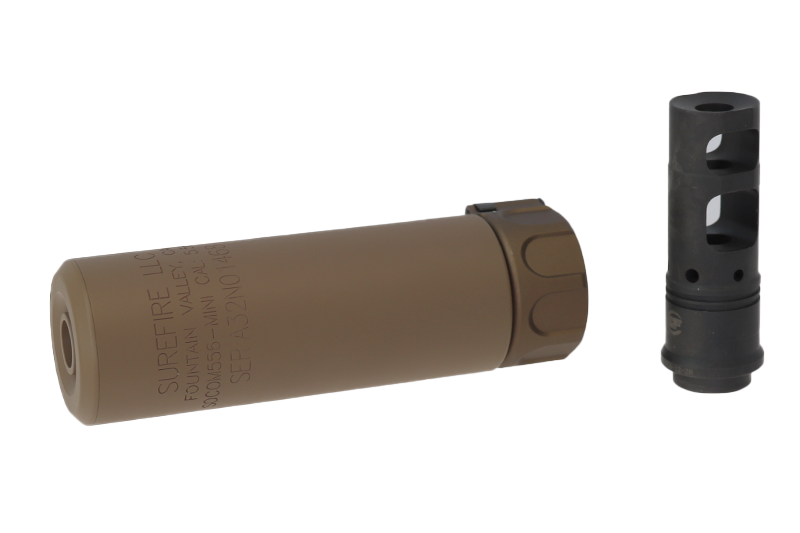 Angry Gun QD Mini SOCOM556 Silencer (Full Markings), 14- mm (CCW) - Tan OD-A-SOCOM556M-FDE asgbox.pl Angry Gun QD Mini SOCOM556 Silencer (Full Markings), 14- mm (CCW) - Tan