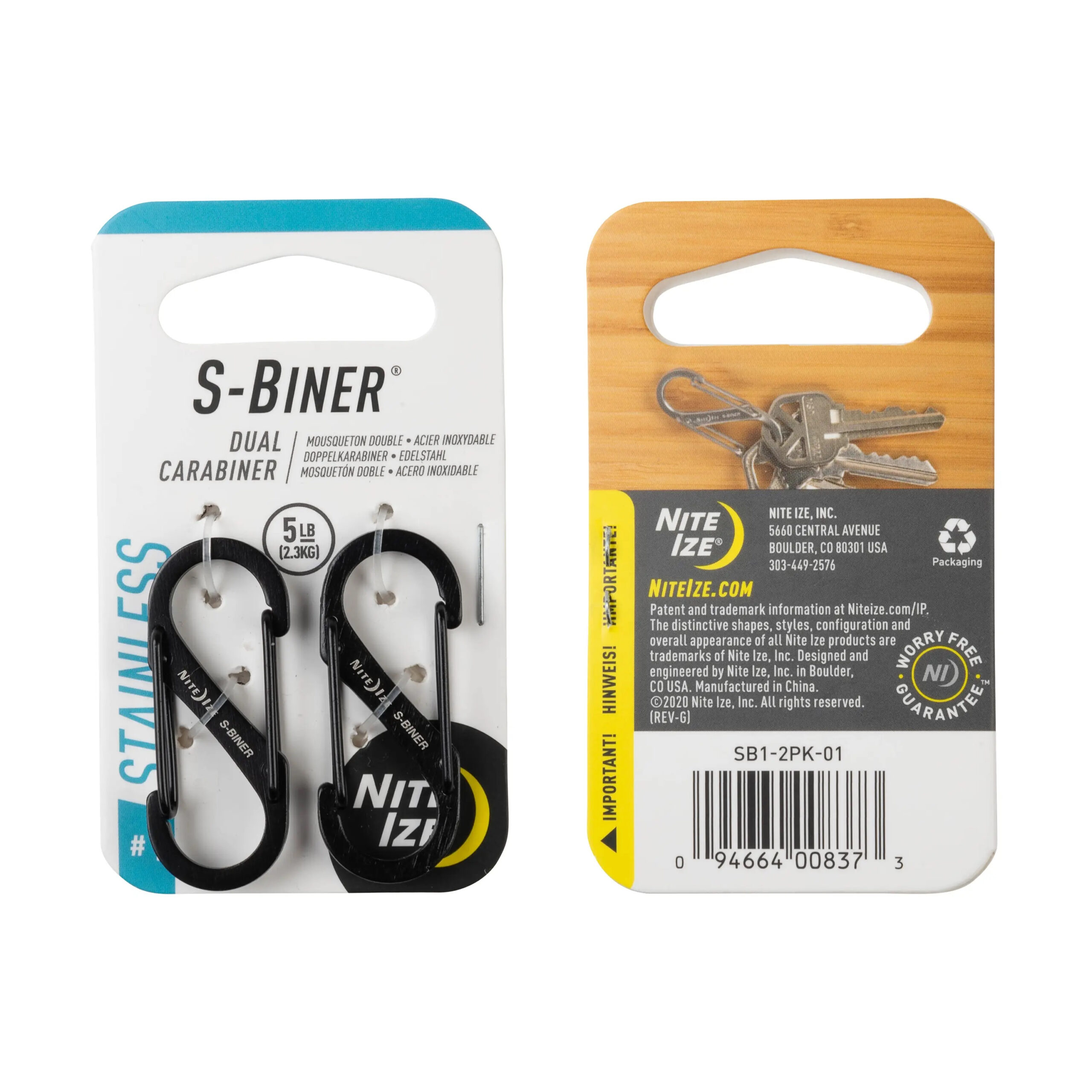 S-BINER(R) STAINLESS STEEL DUAL CARABINER (2pcs), black - size 1 OD-A-SB1-2PK-01 asgbox.pl S-BINER(R) STAINLESS STEEL DUAL CARABINER (2pcs), black - size 1