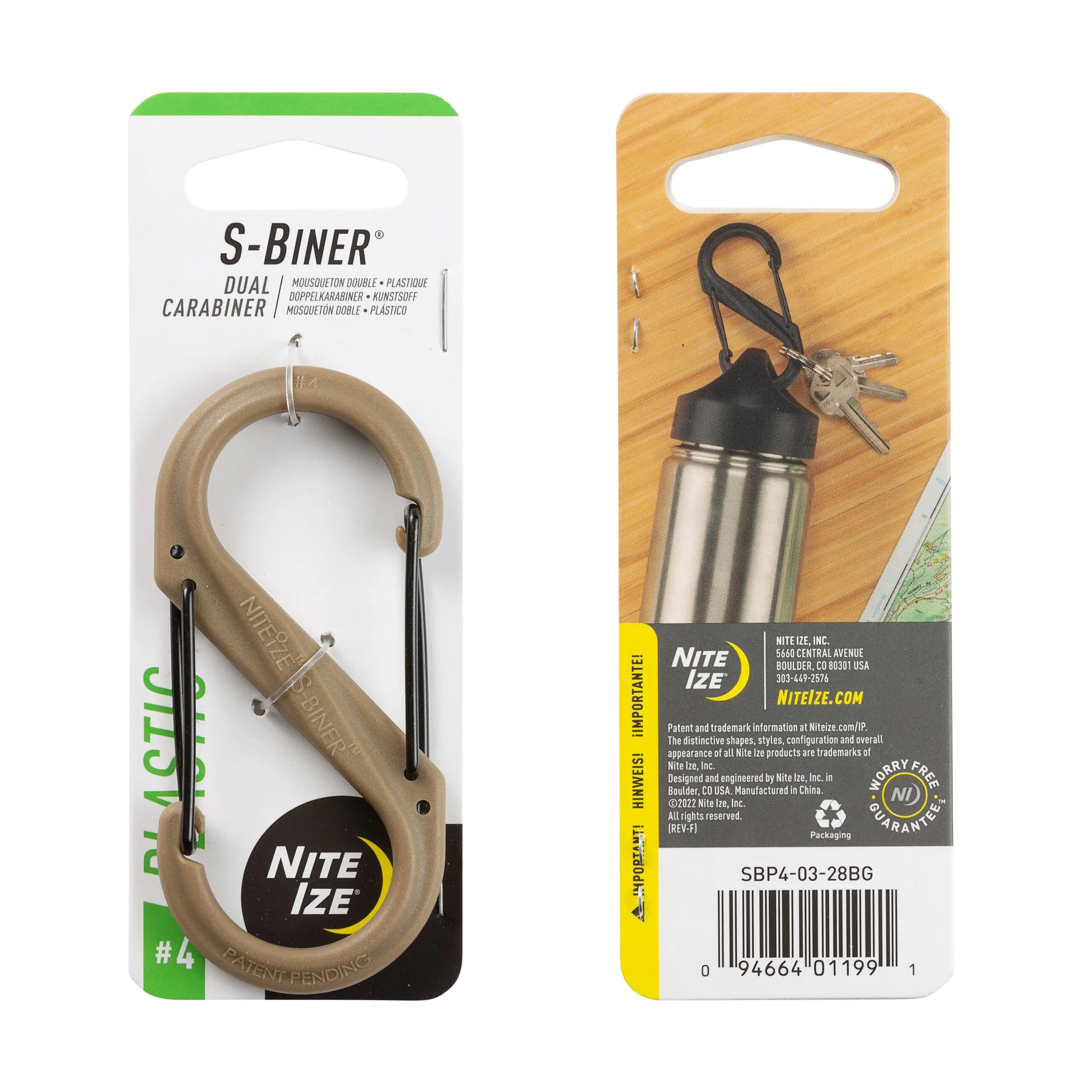 S-BINER(R) PLASTIC DUAL CARABINER, coyote - size 4 OD-A-SBP4-03-28BG asgbox.pl S-BINER(R) PLASTIC DUAL CARABINER, coyote - size 4
