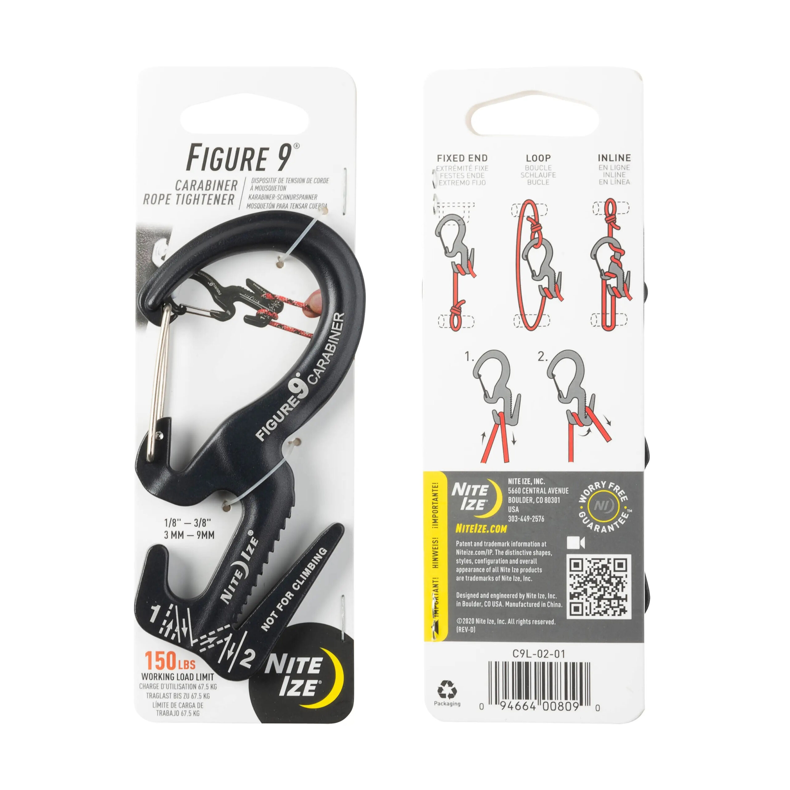 FIGURE 9(R) CARABINER ROPE TIGHTENER in metal color - large L OD-A-C9L-02-01 asgbox.pl FIGURE 9(R) CARABINER ROPE TIGHTENER in metal color - large L