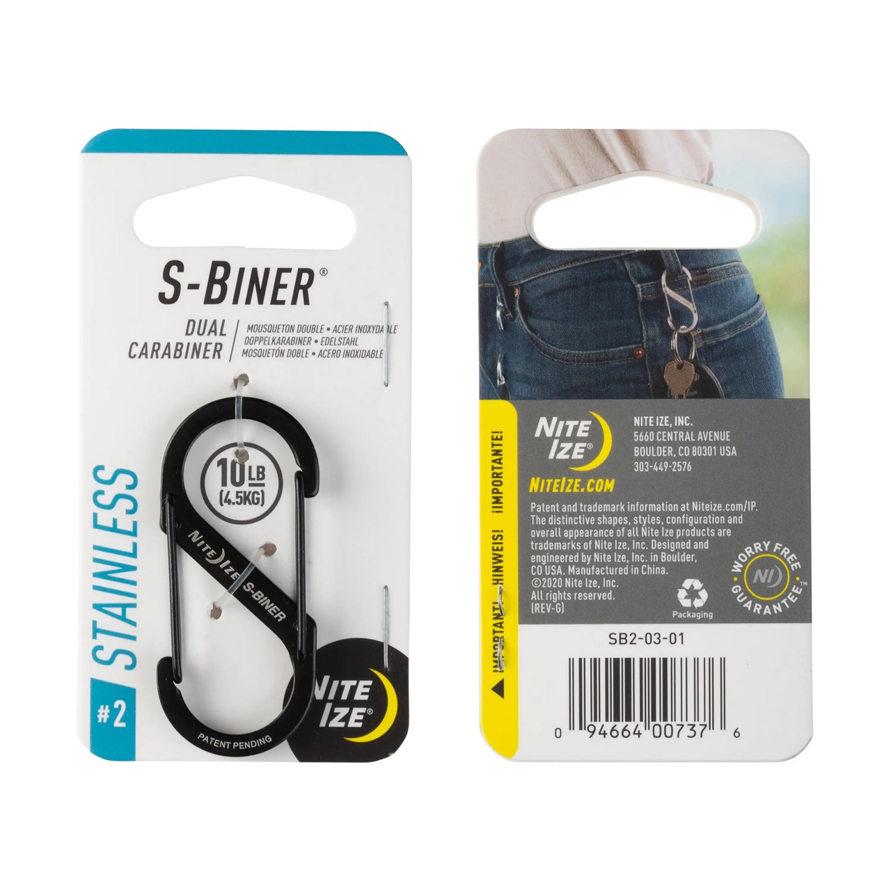 S-Biner(R) Stainless Steel Dual Carabiner, black - size 2 OD-A-SB2-03-01 asgbox.pl S-Biner(R) Stainless Steel Dual Carabiner, black - size 2