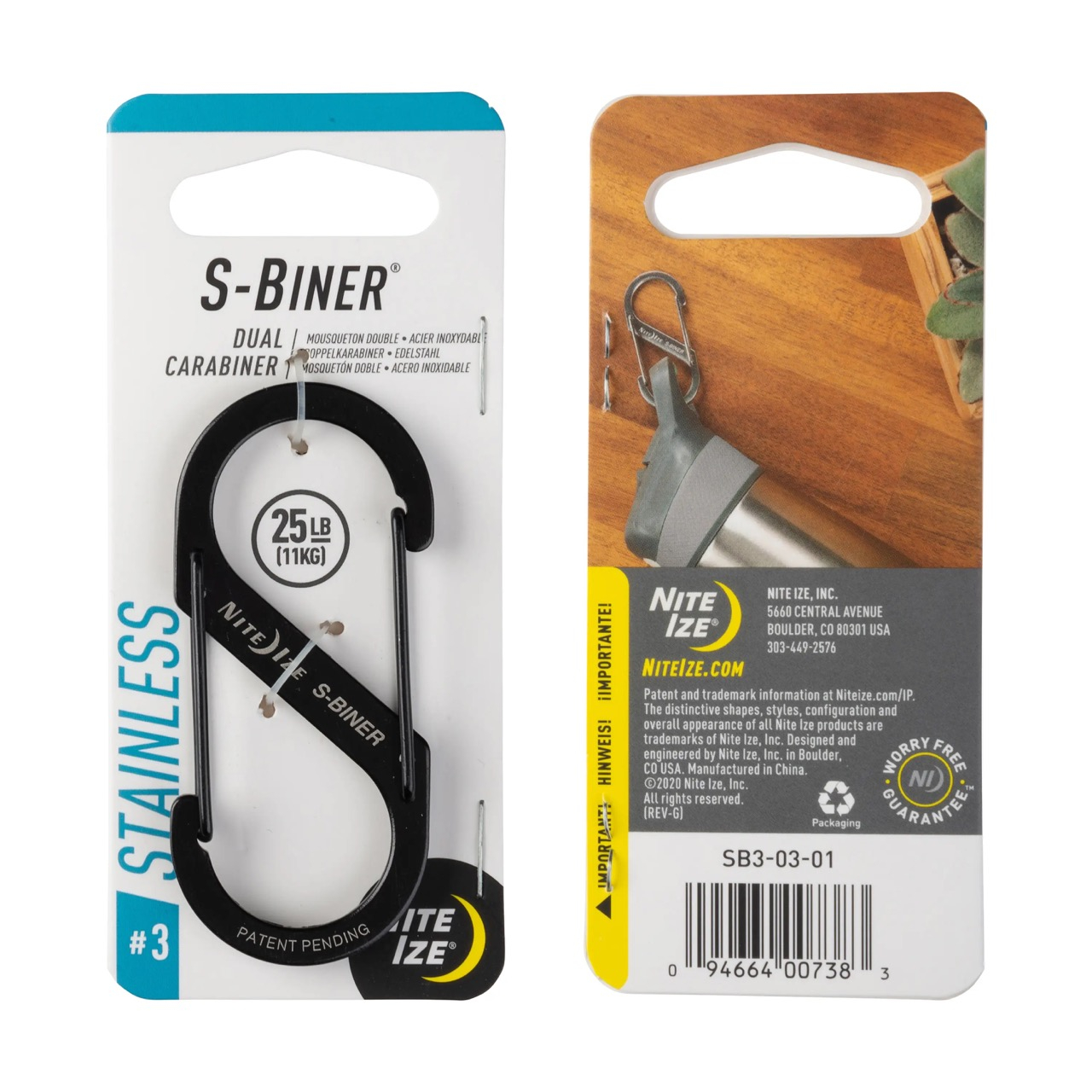 S-Biner(R) Stainless Steel Dual Carabiner, black - size 3 OD-A-SB3-03-01 asgbox.pl S-Biner(R) Stainless Steel Dual Carabiner, black - size 3