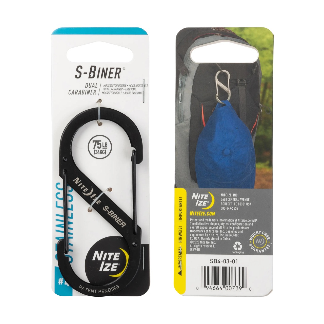 S-Biner(R) Stainless Steel Dual Carabiner, black - size 4 OD-A-SB4-03-01 asgbox.pl S-Biner(R) Stainless Steel Dual Carabiner, black - size 4