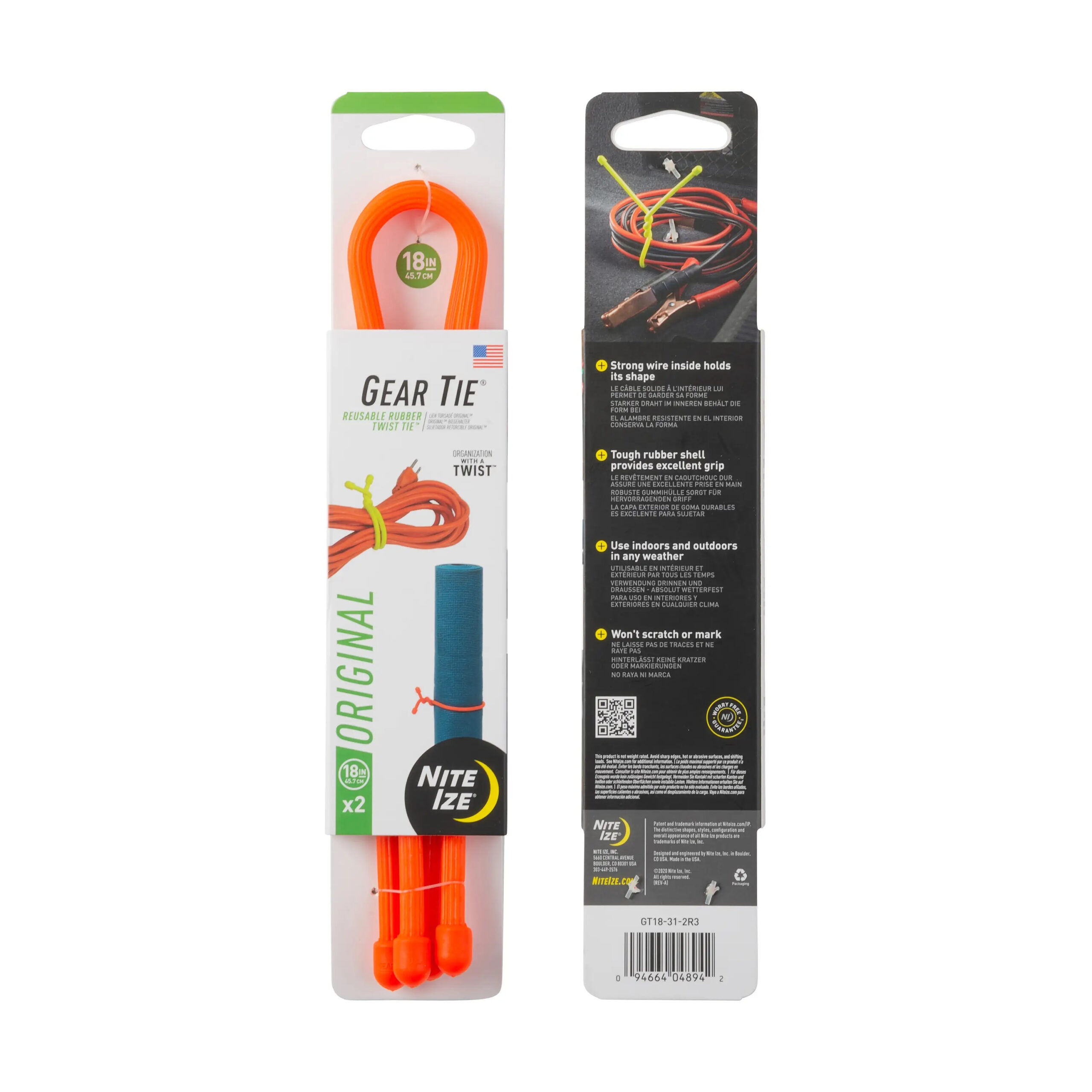 GEAR TIE(R) REUSABLE RUBBER TWIST TIE(TM) (2pcs), Orange - length 18" OD-A-GT18-31-2R3 asgbox.pl GEAR TIE(R) REUSABLE RUBBER TWIST TIE(TM) (2pcs), Orange - length 18"