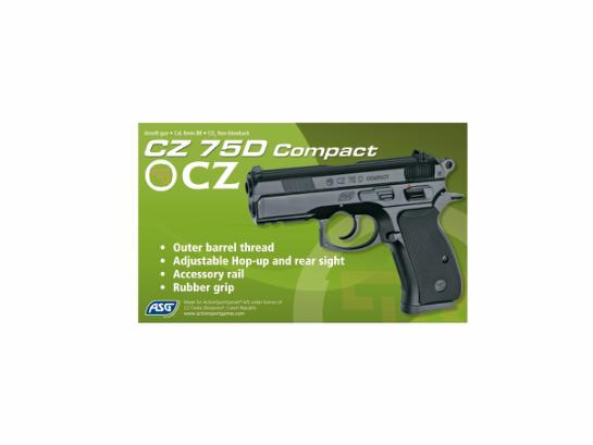 ASG CZ 75D Compact GNB CO2 Pistol (Fixed Slide) - Black OD-A-ASG331 asgbox.pl ASG CZ 75D Compact GNB CO2 Pistol (Fixed Slide) - Black - obrazek 3