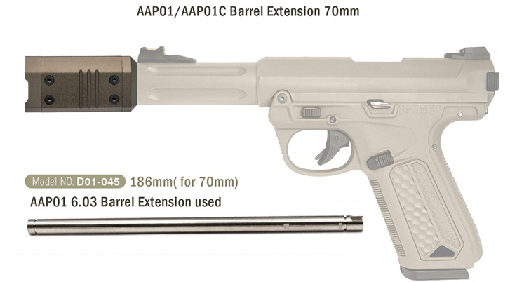 AA CNC Barrel Extension Silencer AAP01 / AAP-01C (70 mm) - Tan OD-A-U01-033-2 asgbox.pl AA CNC Barrel Extension Silencer AAP01 / AAP-01C (70 mm) - Tan - obrazek 2