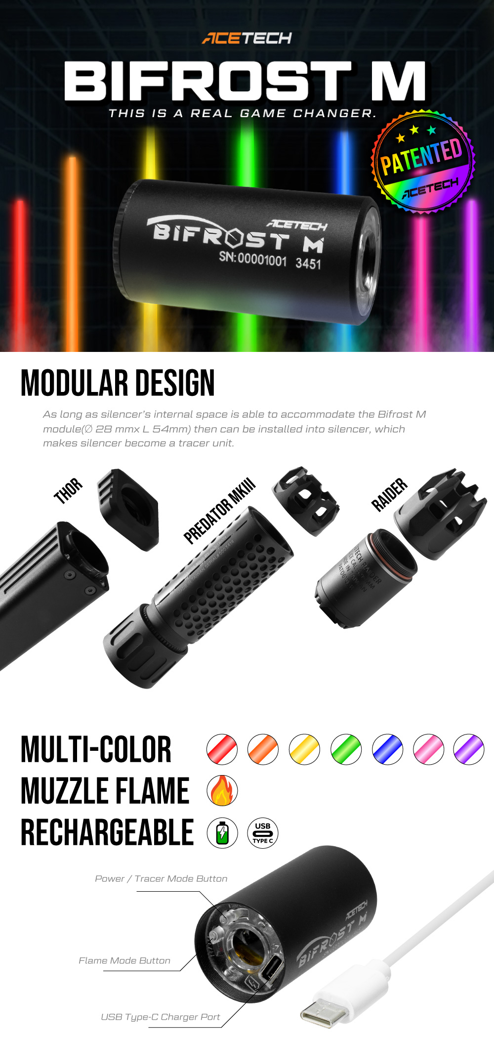 AceTech BIFROST M Tracer Module for Silencers - Black OD-A-PAT0700-M-002 asgbox.pl AceTech BIFROST M Tracer Module for Silencers - Black - obrazek 5