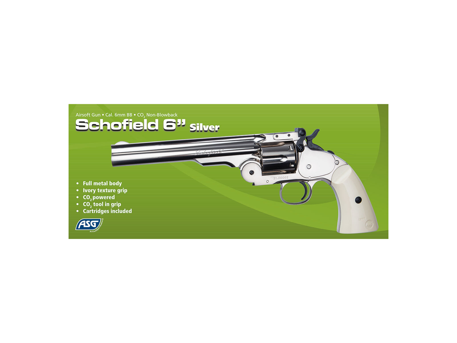 ASG Schofield 6" Gas Revolver - Silver / Ivory OD-A-ASG207-SIL asgbox.pl ASG Schofield 6" Gas Revolver - Silver / Ivory - obrazek 5
