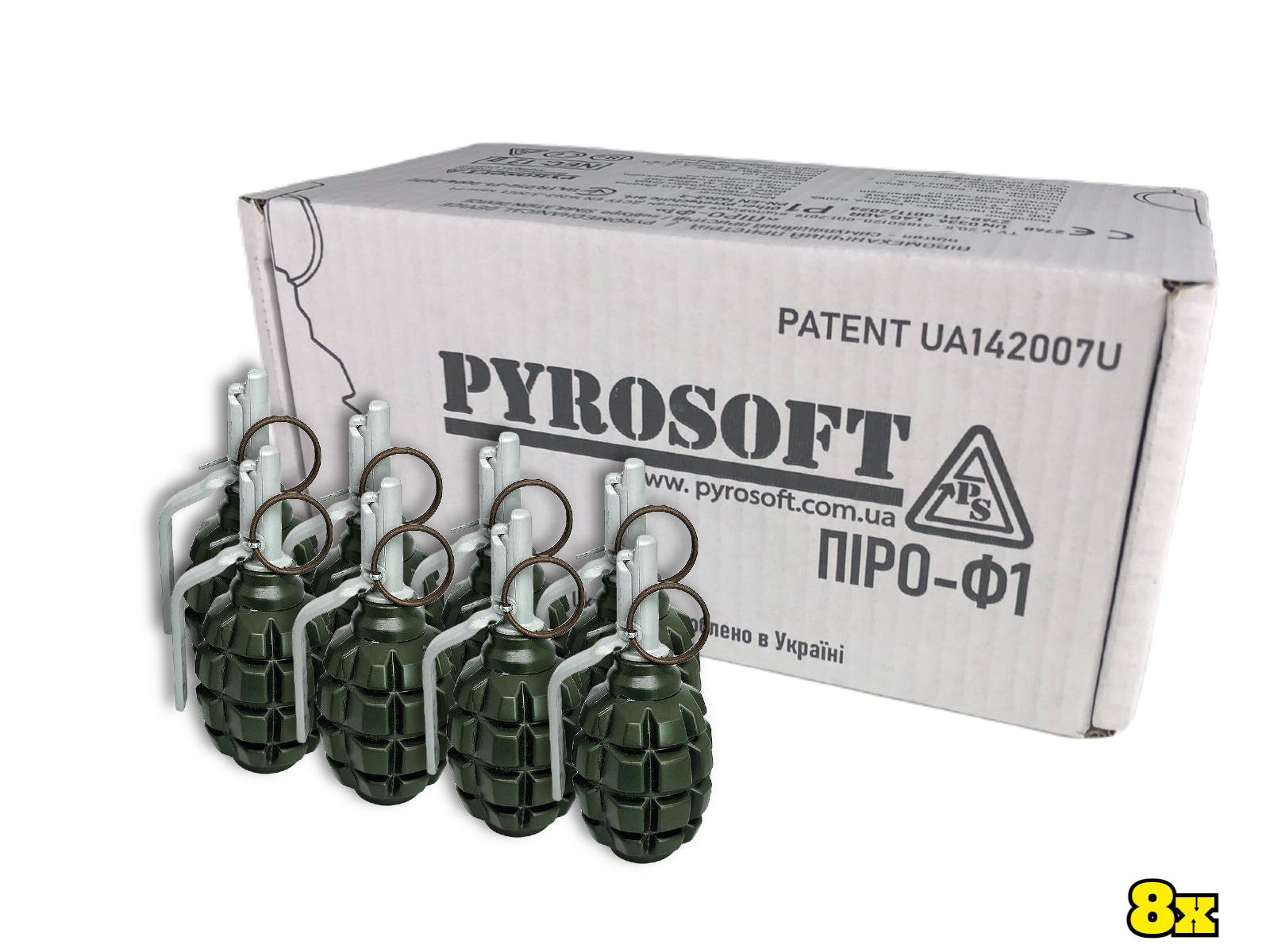8x Airsoft hand grenade Pyro-F1M OD-A-Pyro-F1M-8 asgbox.pl 8x Airsoft hand grenade Pyro-F1M