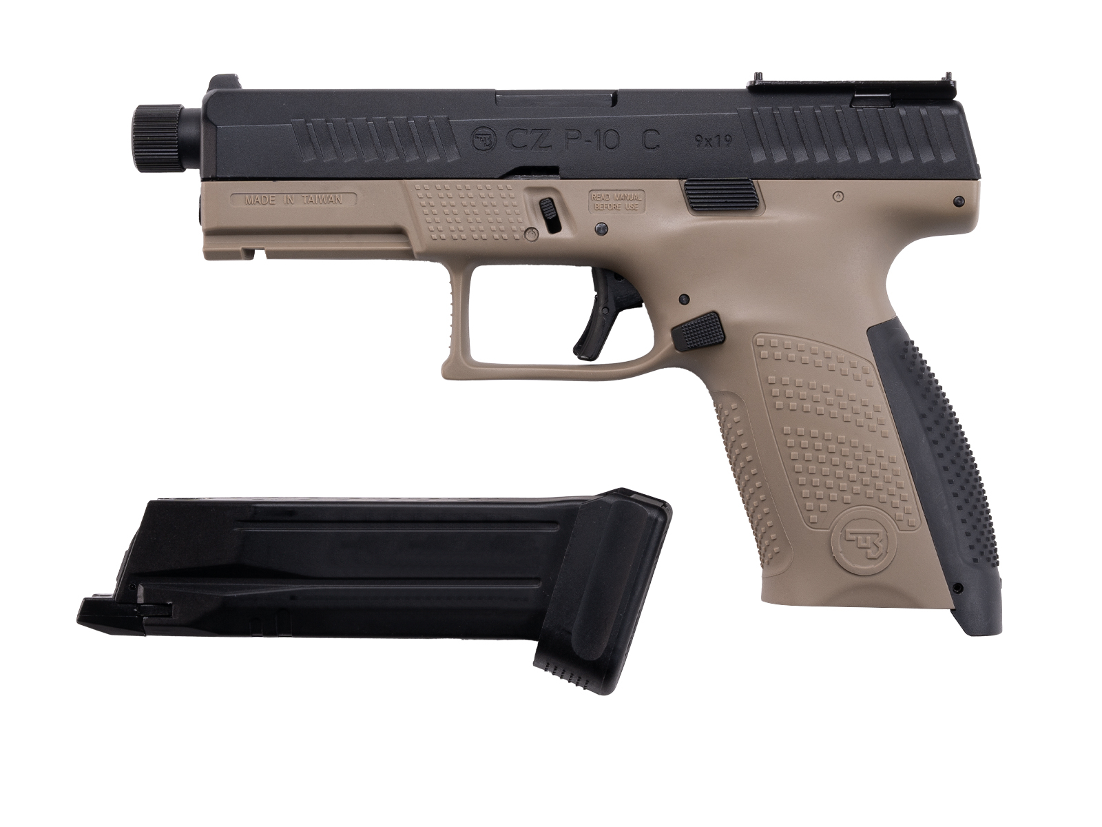 ASG CZ P-10C OR-OT CO2 Blowback, metal slide - Black/Tan OD-A-ASG348 asgbox.pl ASG CZ P-10C OR-OT CO2 Blowback, metal slide - Black/Tan - obrazek 3