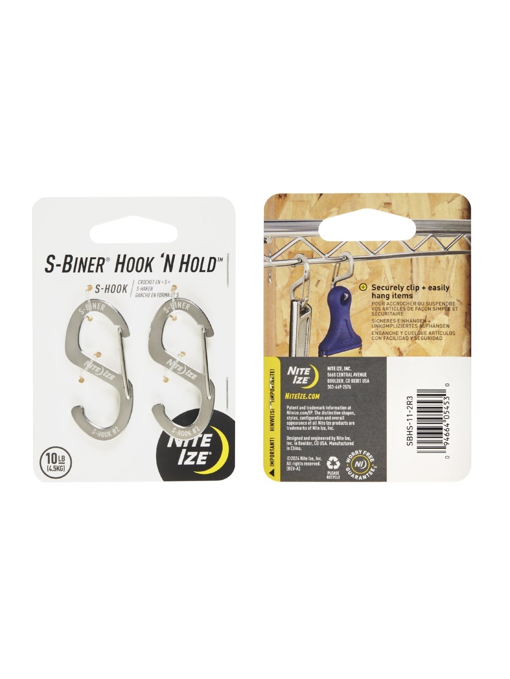 S-Biner(R) Hook 'N Hold(TM) Carabiner, Small - Silver (2 pcs) OD-A-SBHS-11-2R3 asgbox.pl S-Biner(R) Hook 'N Hold(TM) Carabiner, Small - Silver (2 pcs)