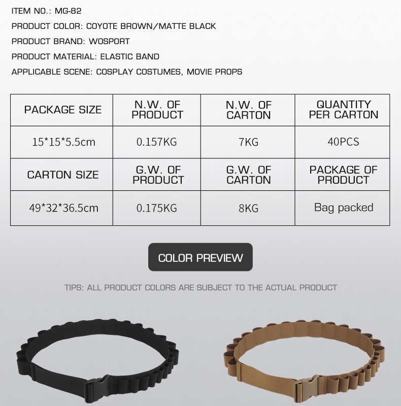 WST Bandolier Belt for 16 pcs 40mm Grenade Shell - Coyote OD-A-WOSP212-COY asgbox.pl WST Bandolier Belt for 16 pcs 40mm Grenade Shell - Coyote - obrazek 2