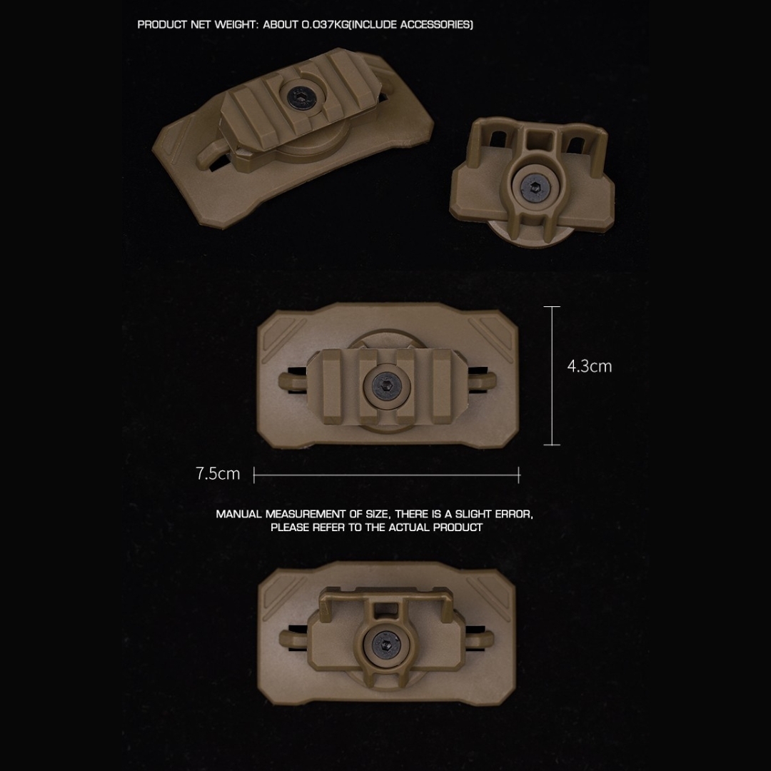 WST Universal Helmet Tactical Light Adapter, Velcro Mount - Black OD-A-WOSP207-BK asgbox.pl WST Universal Helmet Tactical Light Adapter, Velcro Mount - Black - obrazek 3