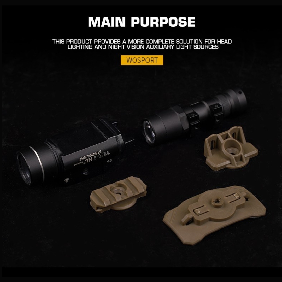 WST Universal Helmet Tactical Light Adapter, Velcro Mount - Black OD-A-WOSP207-BK asgbox.pl WST Universal Helmet Tactical Light Adapter, Velcro Mount - Black - obrazek 4