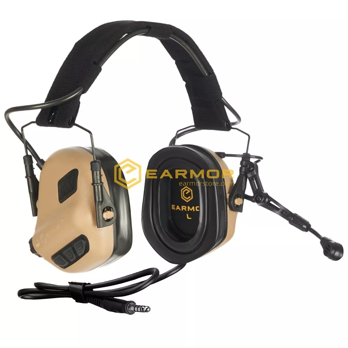 EARMOR M32 PLUS Electronic Tactical Headset - Tan OD-A-M32-TN-PLUS asgbox.pl EARMOR M32 PLUS Electronic Tactical Headset - Tan