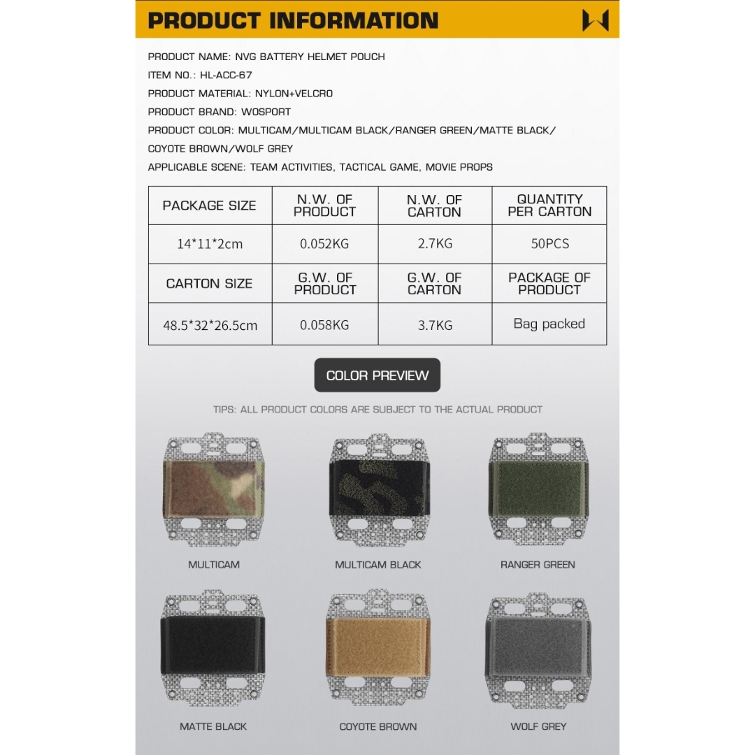 WST NVG Battery Helmet Pouch, Velcro Mount - Black OD-A-WOSP209-BK asgbox.pl WST NVG Battery Helmet Pouch, Velcro Mount - Black - obrazek 5