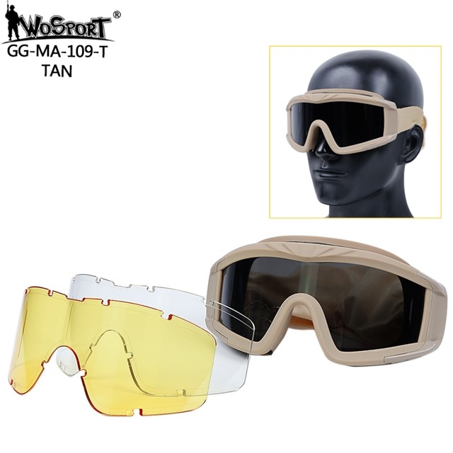 WST Desert Storm Goggles, 3 Lenses set - Tan OD-A-WOSP35-TAN asgbox.pl WST Desert Storm Goggles, 3 Lenses set - Tan