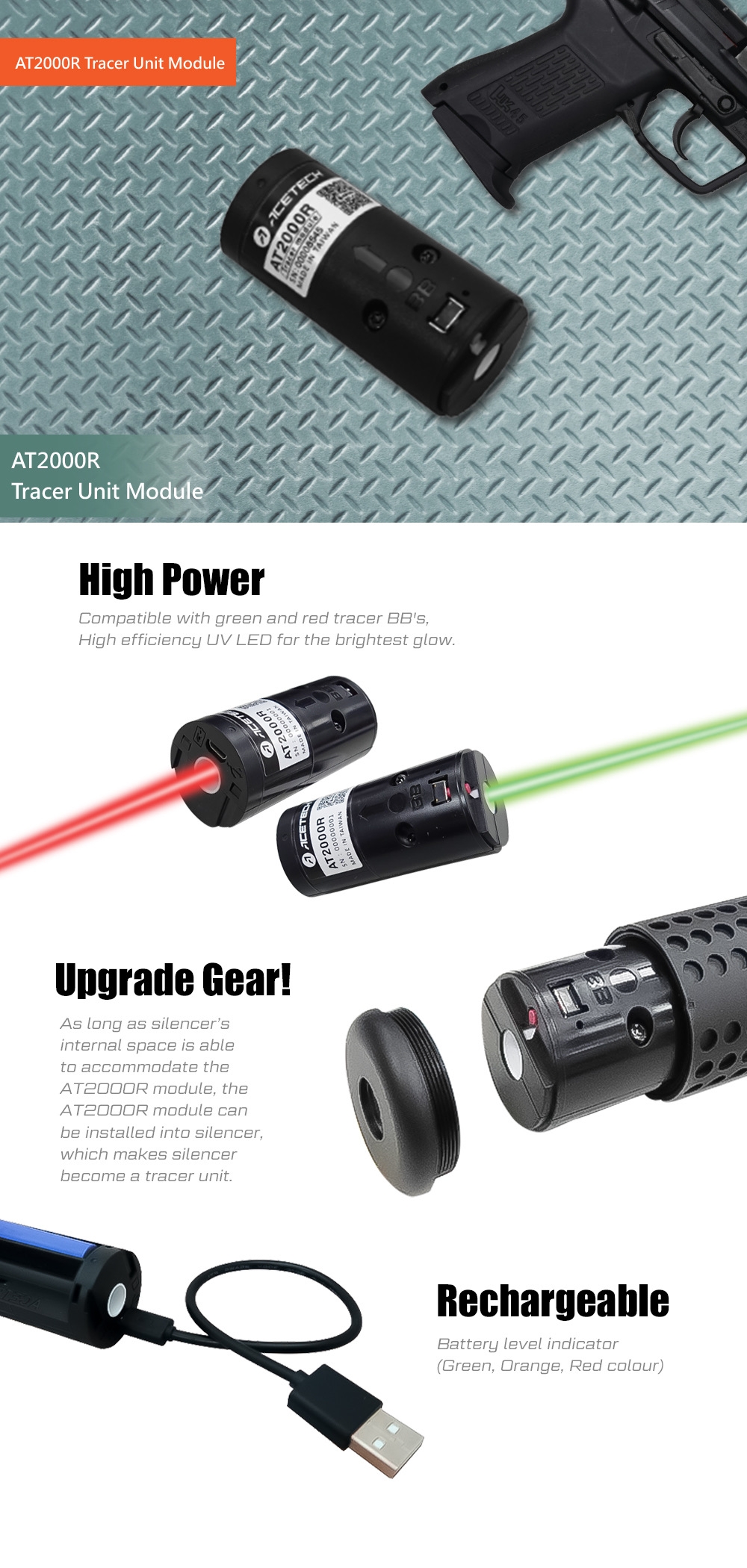 AceTech AT2000RII Tracer Module for Silencers - Black OD-A-PAT2010-B-001 asgbox.pl AceTech AT2000RII Tracer Module for Silencers - Black - obrazek 3