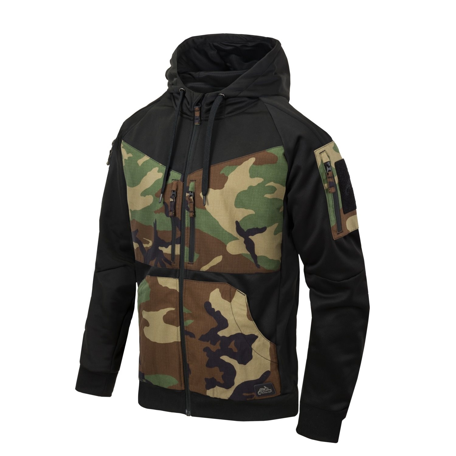 HELIKON ROGUE Hoodie (FullZip)(R) - Black/US Woodland OD-A-BL-RHF-PO-0103A-B03 asgbox.pl HELIKON ROGUE Hoodie (FullZip)(R) - Black/US Woodland