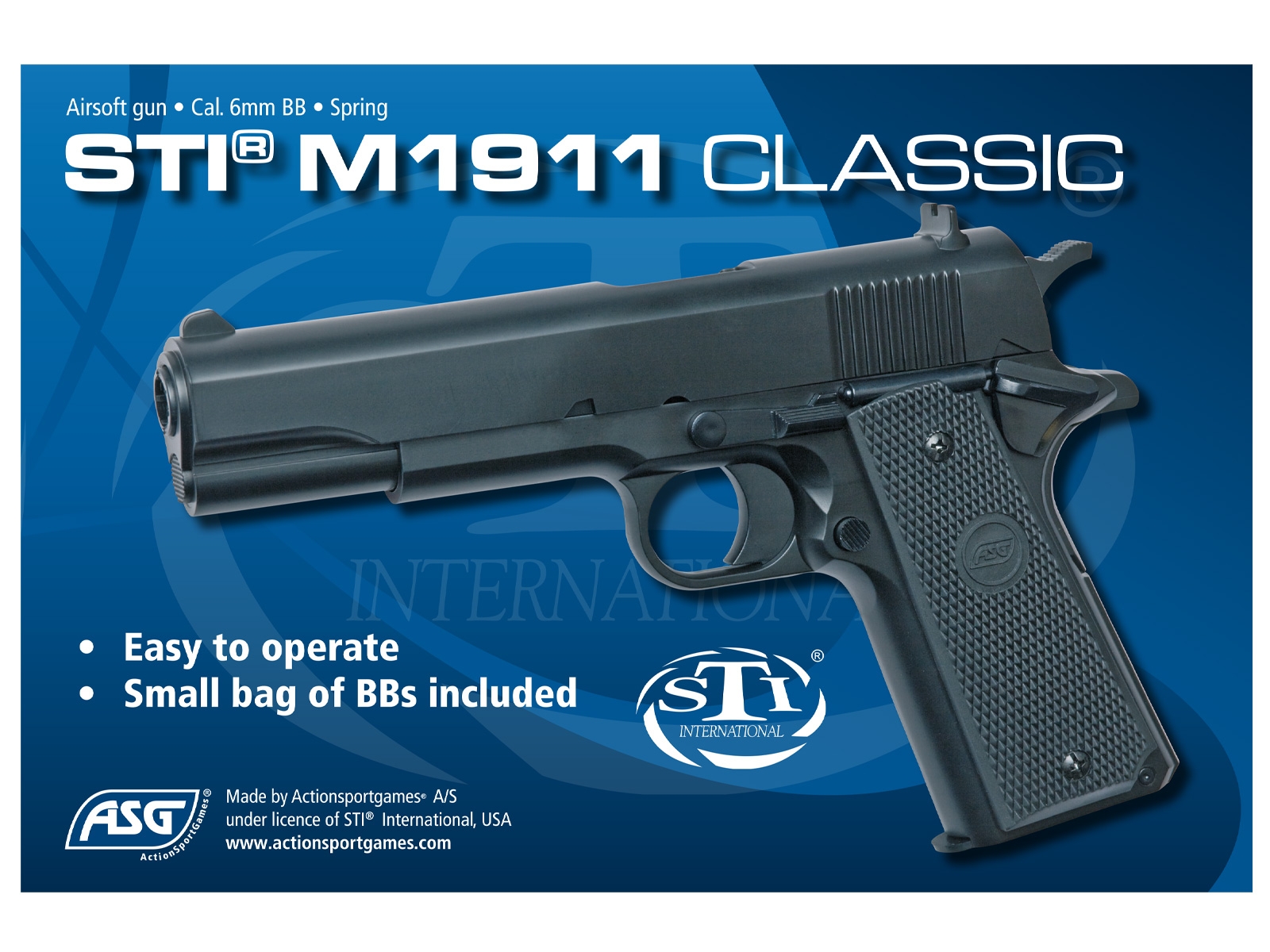 ASG Spring Powered Pistol STI(R) M1911 Classic - Black OD-A-ASG359 asgbox.pl ASG Spring Powered Pistol STI(R) M1911 Classic - Black - obrazek 3