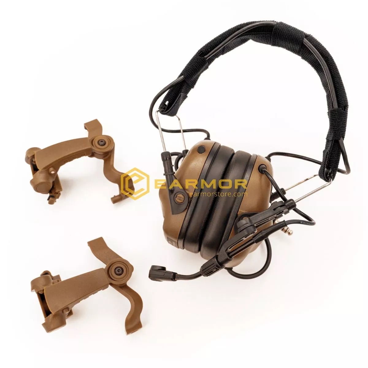 EARMOR M32X MOD4 Tactical Headset, M16C Mount for FAST / ARC - Coyote Brown OD-A-M32XPLUS-CB asgbox.pl EARMOR M32X MOD4 Tactical Headset, M16C Mount for FAST / ARC - Coyote Brown - obrazek 2