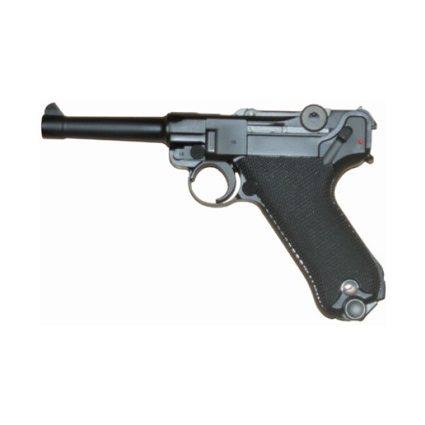 WE GBB Pistol Luger P08, 4 Inch - Black