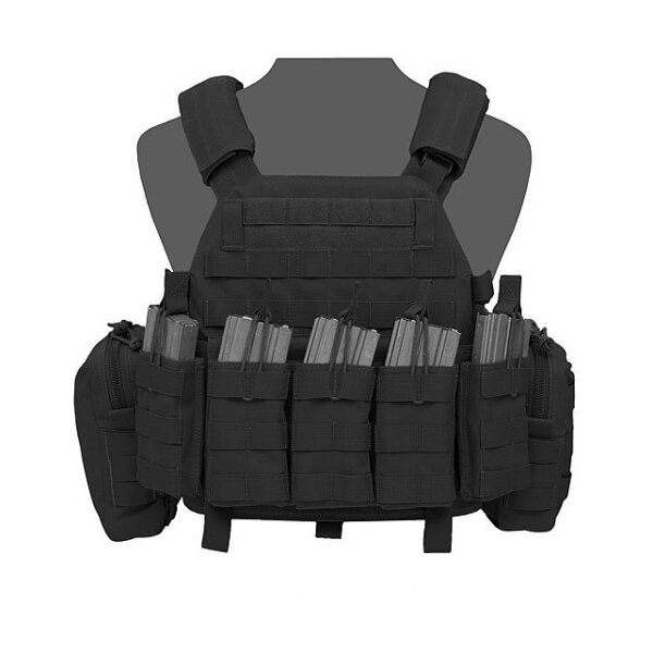 WAS DCS Elite Ops Plate Carrier, AR15 Open Pouches - Black
