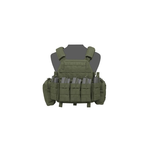 WAS DCS Elite Ops Plate Carrier, AR15 Open Pouches - Green