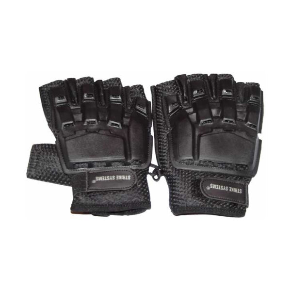 STRIKE Fingerless Gloves with Knuckle Protector - Black