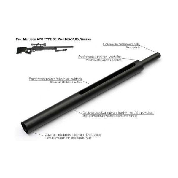 AirsoftPro Steel Cylinder for WELL L96 / MB01 Rifles – Black