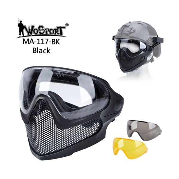 WST Pilot Steel Mesh Mask (3 Lenses) – Black