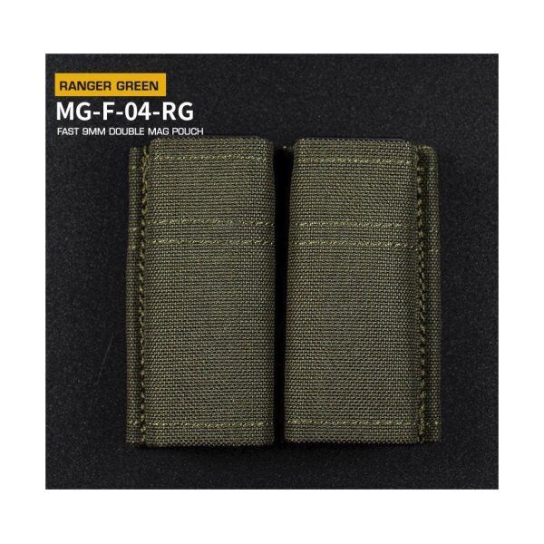WST FAST Type 9mm Pistol Magazine MOLLE Double Pouch – Ranger Green