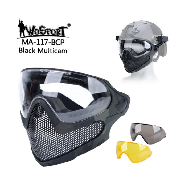WST Pilot Steel Mesh Mask (3 Lenses) – MC Black