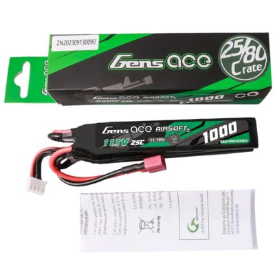 Alternative view of Gens ACE Li-Pol Battery 11.1V 1000mAh, 25C, T-Dean - Crane