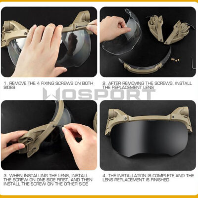 Tactical helmet outer suspension flip goggles - Black OD-A-WOSP34-BK asgbox.pl